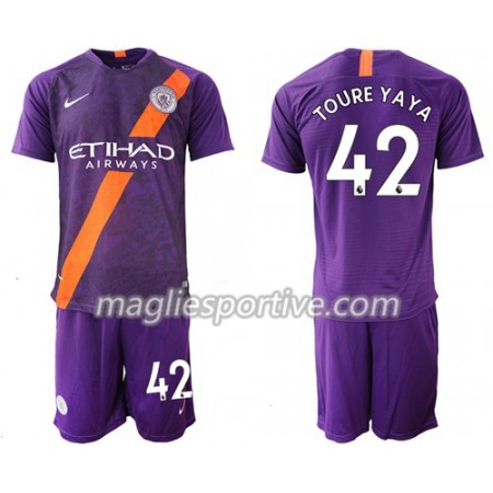 Completo Calcio Manchester City Toure Yaya 42 Bambino Divisa Terza 2018/2019